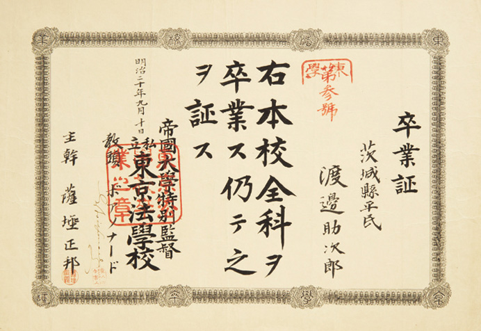 東京法学校（1887年）の卒業証