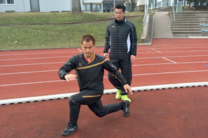 ドイツのマインツ大学にて、岡崎慎司選手とトレーニング