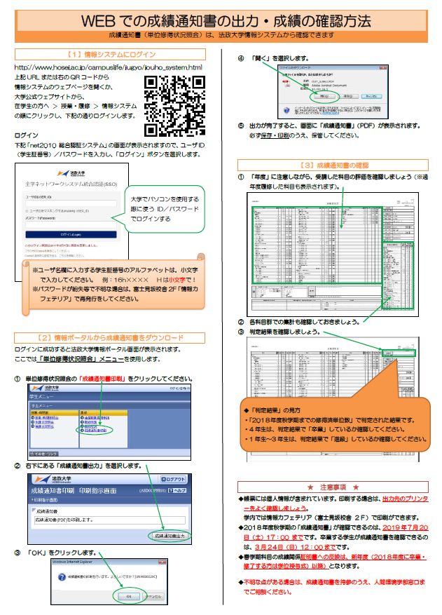 成績確認方法