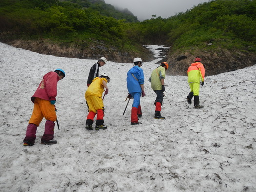 マチガ沢での雪上訓練