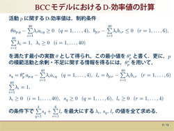 BCCモデルでの効率値を説明するスライド